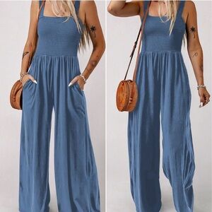 Blue Sleeveless Jumpsuit